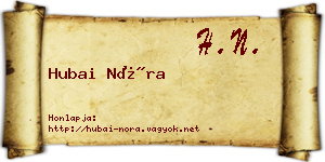 Hubai Nóra névjegykártya